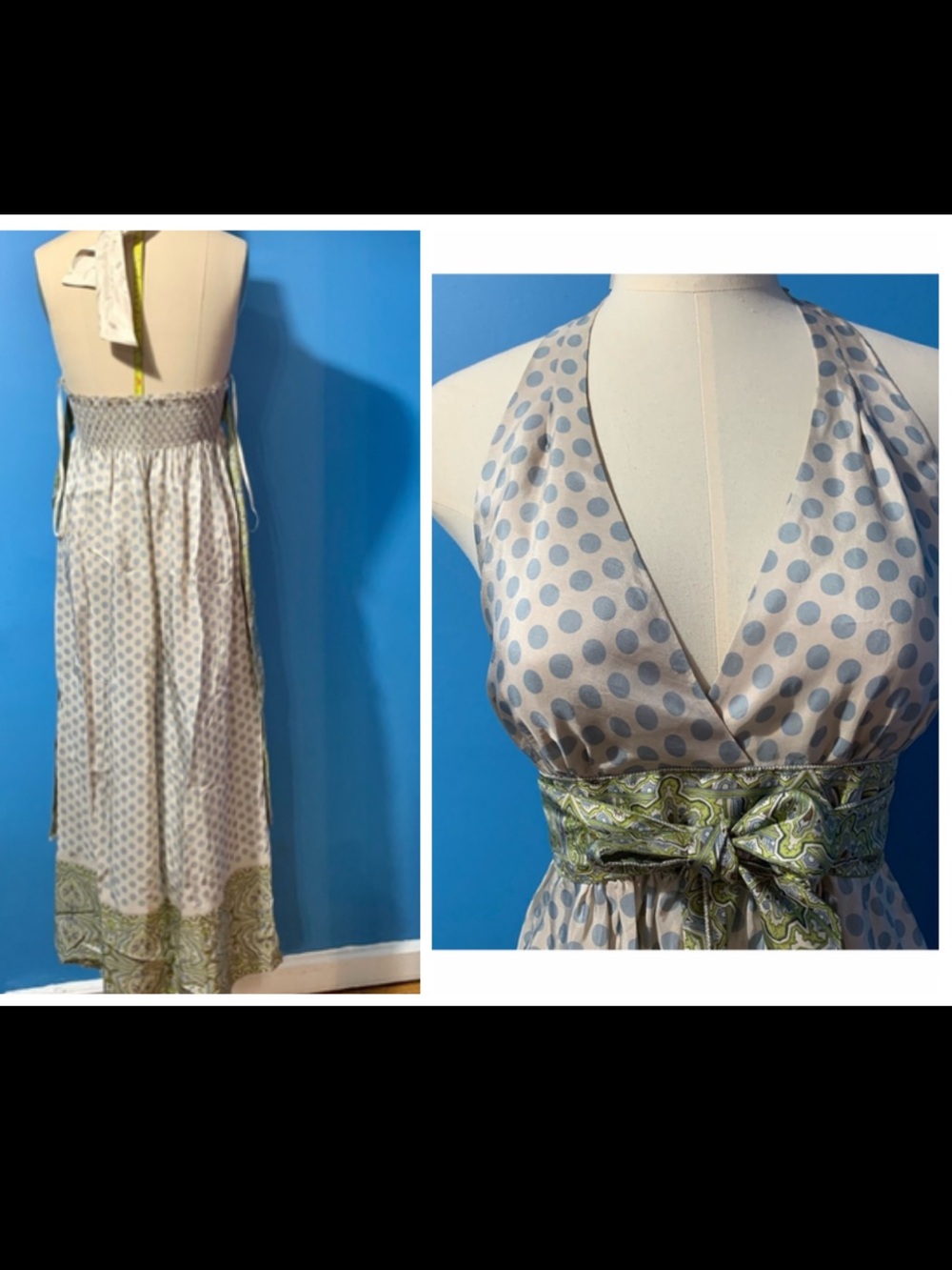 BCBG silk halter maxi dress in EUC.